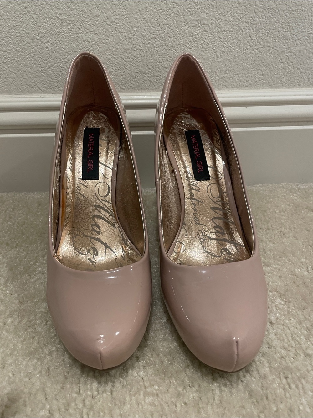 Material Girl Blush Pink Patent Round-Toe Pumps